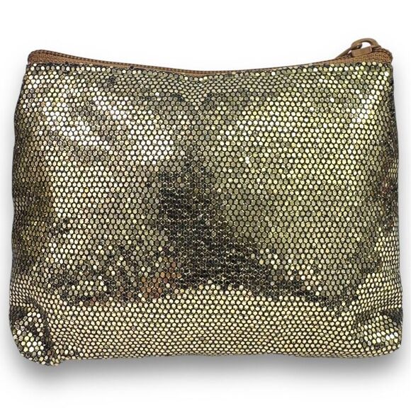 Harrods Vintage Gold Platinum Glitter Tote Shopper Bag Change Pouch Set Sparkle - Picture 10 of 13